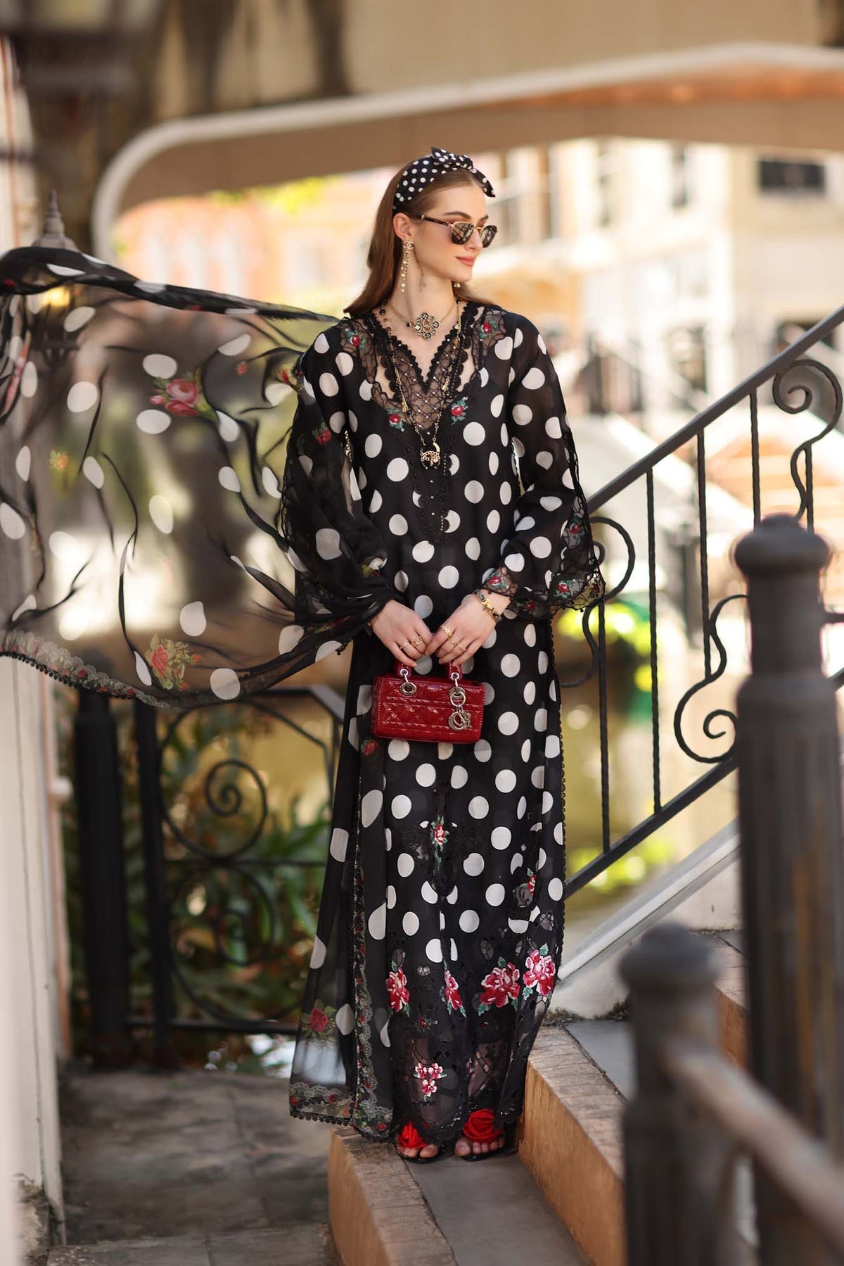 MARIA.B-3PC LAWN PRINTED EMB SHIRT WITH SILK PRINTED DUPATTA AND PRINTED TROUSER-BIC-072
