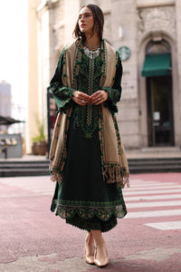 CHARIZMA-3PC DHANAK EMBROIDERED SHIRT WITH COUTRAI PRINTED SHAWL AND EMB TROUSER-BIC-5321