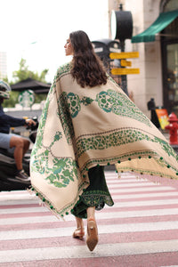 CHARIZMA-3PC DHANAK EMBROIDERED SHIRT WITH COUTRAI PRINTED SHAWL AND EMB TROUSER-BIC-5321