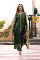 CHARIZMA-3PC DHANAK EMBROIDERED SHIRT WITH COUTRAI PRINTED SHAWL AND EMB TROUSER-BIC-5321