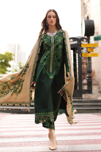 CHARIZMA-3PC DHANAK EMBROIDERED SHIRT WITH COUTRAI PRINTED SHAWL AND EMB TROUSER-BIC-5321