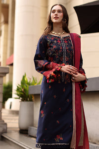 CHARIZMA-3PC DHANAK EMBROIDERED SHIRT WITH COUTRAI PRINTED SHAWL AND EMB TROUSER-BIC-5318