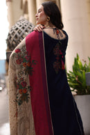 CHARIZMA-3PC DHANAK EMBROIDERED SHIRT WITH COUTRAI PRINTED SHAWL AND EMB TROUSER-BIC-5318
