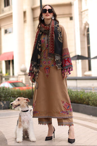 CHARIZMA-3PC DHANAK EMBROIDERED SHIRT WITH COUTRAI PRINTED SHAWL AND EMB TROUSER-BIC-5319