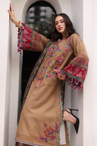 CHARIZMA-3PC DHANAK EMBROIDERED SHIRT WITH COUTRAI PRINTED SHAWL AND EMB TROUSER-BIC-5319