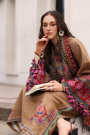 CHARIZMA-3PC DHANAK EMBROIDERED SHIRT WITH COUTRAI PRINTED SHAWL AND EMB TROUSER-BIC-5319