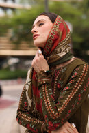 CHARIZMA-3PC DHANAK EMBROIDERED SHIRT WITH COUTRAI PRINTED SHAWL AND EMB TROUSER-BIC-5320