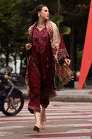 CHARIZMA-3PC DHANAK EMBROIDERED SHIRT WITH COUTRAI PRINTED SHAWL AND EMB TROUSER-BIC-5317