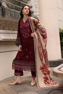 CHARIZMA-3PC DHANAK EMBROIDERED SHIRT WITH COUTRAI PRINTED SHAWL AND EMB TROUSER-BIC-5317