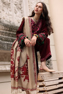 CHARIZMA-3PC DHANAK EMBROIDERED SHIRT WITH COUTRAI PRINTED SHAWL AND EMB TROUSER-BIC-5317