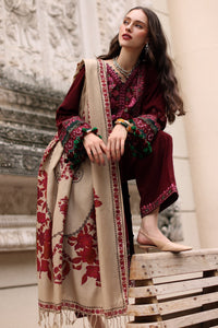 CHARIZMA-3PC DHANAK EMBROIDERED SHIRT WITH COUTRAI PRINTED SHAWL AND EMB TROUSER-BIC-5317