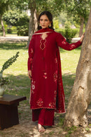 MANNAT-3PC DHANAK EMBROIDERED SHIRT WITH CHIFFON EMBROIDERED DUPATTA AND TROUSER-BIC-5248