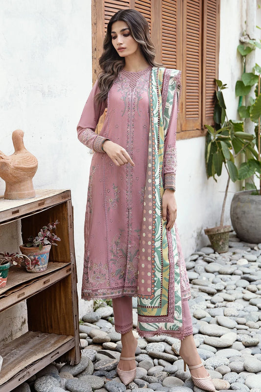 JAZMIN - 3PC LAWN EMBROIDERED SHIRT WITH DIAMOND PRINTED DUPATTA AND TROUSER-BIC-2737