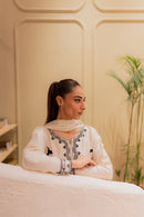 MIRANA-3PC DHANAK EMBROIDERED SHIRT WITH BAMBER TYE&DYE CHIFFON DUPATTA AND TROUSER-BIC-4249