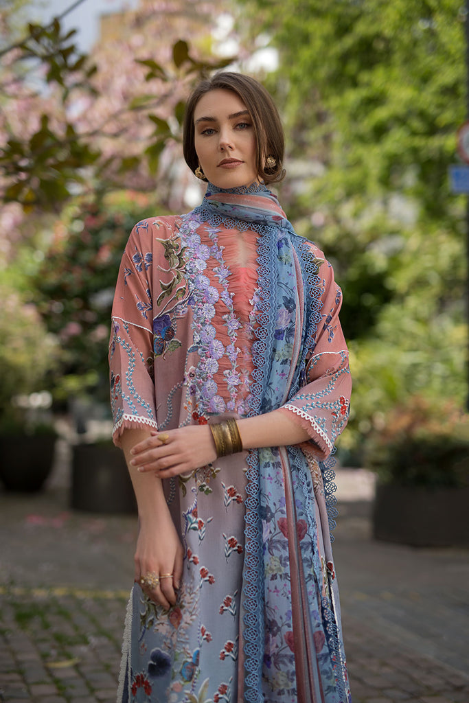 SOBIA NAZIR-3PC KARANDI PRINTED EMBROIDERED SHIRT WITH KARANDI PRINTED DUPATTA AND TROUSER-BIC-2565