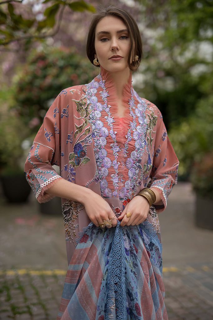 SOBIA NAZIR-3PC KARANDI PRINTED EMBROIDERED SHIRT WITH KARANDI PRINTED DUPATTA AND TROUSER-BIC-2565