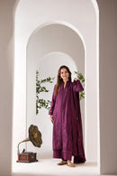 SOBIA NAZIR - 3PC DHANAK EMBROIDERED SHIRT WITH DHANAK EMBROIDERED SHAWL AND TROUSE-BIC-4002