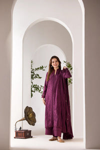 SOBIA NAZIR - 3PC DHANAK EMBROIDERED SHIRT WITH DHANAK EMBROIDERED SHAWL AND TROUSE-BIC-4002