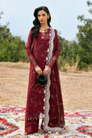 QALAMQAR-3PC LAWN EMBROIDERED SHIRT WITH KHAADI NET EMBROIDERED DUPATTA AND EMB TROUSER-BIC-4695
