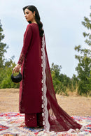QALAMQAR-3PC LAWN EMBROIDERED SHIRT WITH KHAADI NET EMBROIDERED DUPATTA AND EMB TROUSER-BIC-4695