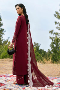 QALAMQAR-3PC LAWN EMBROIDERED SHIRT WITH KHAADI NET EMBROIDERED DUPATTA AND EMB TROUSER-BIC-4695
