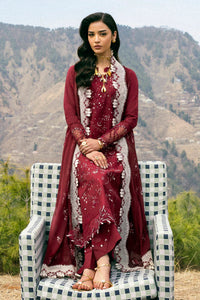 QALAMQAR-3PC LAWN EMBROIDERED SHIRT WITH KHAADI NET EMBROIDERED DUPATTA AND EMB TROUSER-BIC-4695