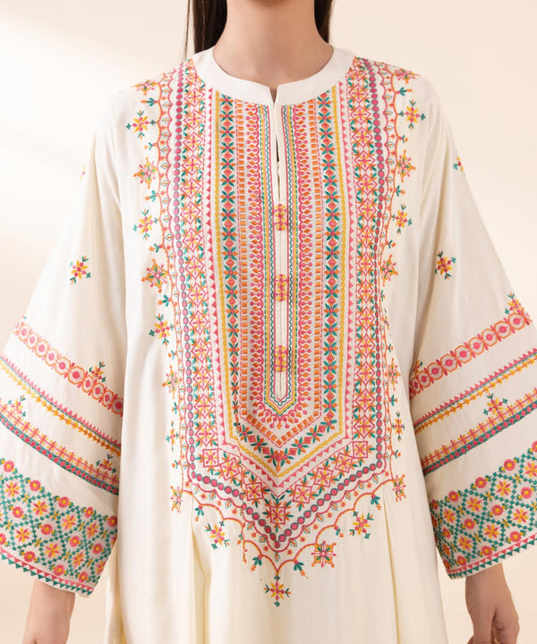 SAPPHIRE- 3PC DHANAK EMBROIDERED SHIRT WITH WOOL PRINT SHAWL AND TROUSER-BIC-3330
