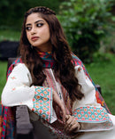 SAPPHIRE-3PC DHANAK EMBROIDERED SHIRT WITH COUTRAI PRINTED SHAWL AND TROUSER-BIC-4006