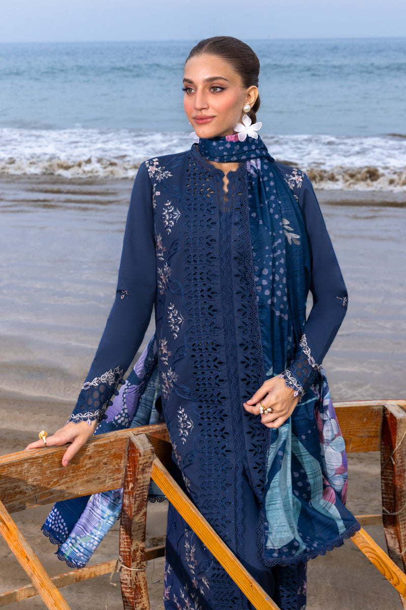 RANG RASIYA-3PC LAWN CHIKAANKARI EMBROIDERED SHIRT WITH CHIFFON EMBROIDERED DUPATTA & TROUSER-BIC-4659