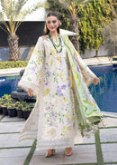 CRIMSON-3PC LAWN DIGITAL PRINTED CHIKANKARI EMB SHIRT WITH SILK PRINTED DUPATTA AND PRINTED TROUSER-BIC-025