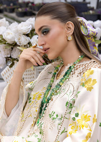 CRIMSON-3PC LAWN DIGITAL PRINTED CHIKANKARI EMB SHIRT WITH SILK PRINTED DUPATTA AND PRINTED TROUSER-BIC-025
