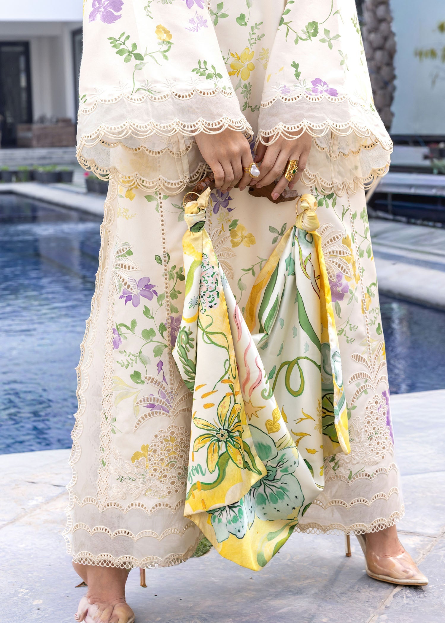 CRIMSON-3PC LAWN DIGITAL PRINTED CHIKANKARI EMB SHIRT WITH SILK PRINTED DUPATTA AND PRINTED TROUSER-BIC-025