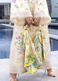 CRIMSON-3PC LAWN DIGITAL PRINTED CHIKANKARI EMB SHIRT WITH SILK PRINTED DUPATTA AND PRINTED TROUSER-BIC-025