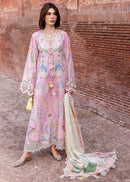 CRIMSON-3PC LAWN PRINTED EMB SHIRT WITH SILK PRINTED DUPATTA AND TROUSER-BIC-064