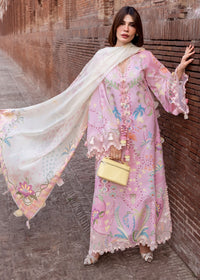 CRIMSON-3PC LAWN PRINTED EMB SHIRT WITH SILK PRINTED DUPATTA AND TROUSER-BIC-064