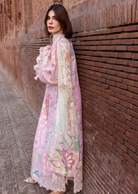CRIMSON-3PC LAWN PRINTED EMB SHIRT WITH SILK PRINTED DUPATTA AND TROUSER-BIC-064