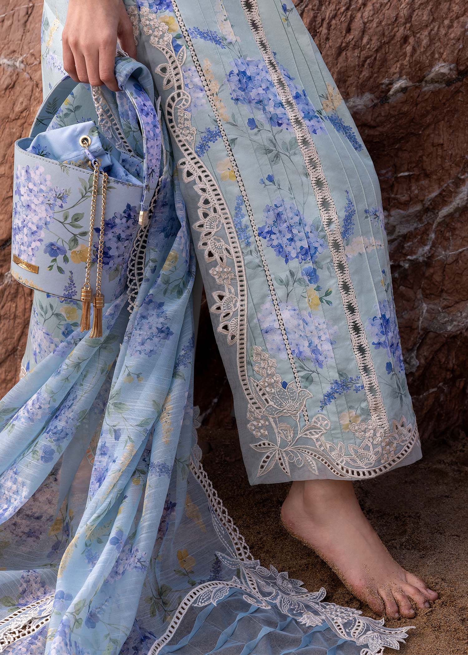 CRIMSON-3PC LAWN PRINTED EMB SHIRT WITH SILK PRINTED EMB DUPATTA AND TROUSER-BIC-026
