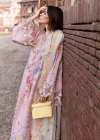 CRIMSON-3PC LAWN PRINTED EMB SHIRT WITH SILK PRINTED DUPATTA AND TROUSER-BIC-064