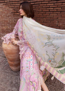 CRIMSON-3PC LAWN PRINTED EMB SHIRT WITH SILK PRINTED DUPATTA AND TROUSER-BIC-064