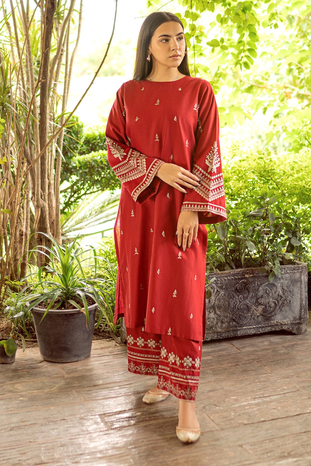 URGE-2PC DHANAK EMBROIDERED SHIRT AND EMBROIDRED TROUSER-BIC-131