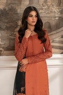 IZNIK-3PC DHANAK CHIKAN EMBROIDERED SHIRT WITH COURTRAI PRINTED SHAWL AND TROUSER BIC-4188