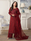 MOHAGNI-3PC LAWN PRINTED EMBROIDERED SHIRT WITH ORGANZA EMBROIDERED DUPATTA AND PRINT TROUSER-003