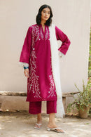 ZARASHAHJAHAN-3PC DHANAK EMBROIDERED SHIRT WITH COTTON NET EMBROIDERED DUPATTA AND TROUSER-BIC-4216