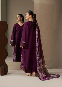 ELAF-3PC DHANAK EMBROIDERED SHIRT WITH COUTRAI PRINTED SHAWL AND TROUSER-BIC-5253