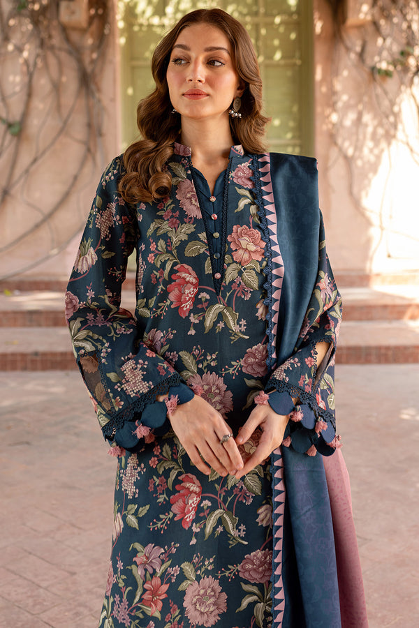 BAROQUE-3PC KHADDAR PRINTED SHIRT WITH KHADDAR PRINTED DUPATTA AND PRINT TROUSER-BIC-2647
