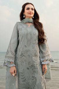 NUREH-3PC DHANAK LASER WORK EMBROIDERED SHIRT WITH CHIFFON EMBROIDERED DUPATTA & TROUSER-BIC-4214