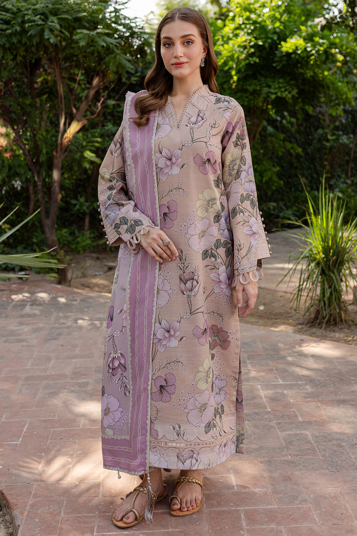 BAROQUE-3PC KHADDAR PRINTED SHIRT WITH KHADDAR PRINTED DUPATTA AND PRINT TROUSER-BIC-2644