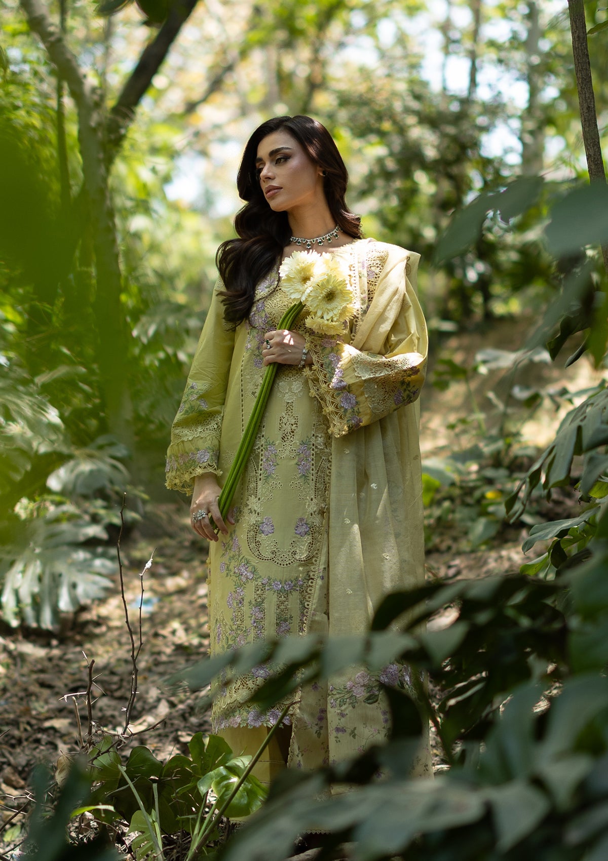 ELAF-3PC LAWN EMBROIDERED SHIRT WITH SILK PRINTED EMB DUPATTA AND TROUSER-BIC-4912