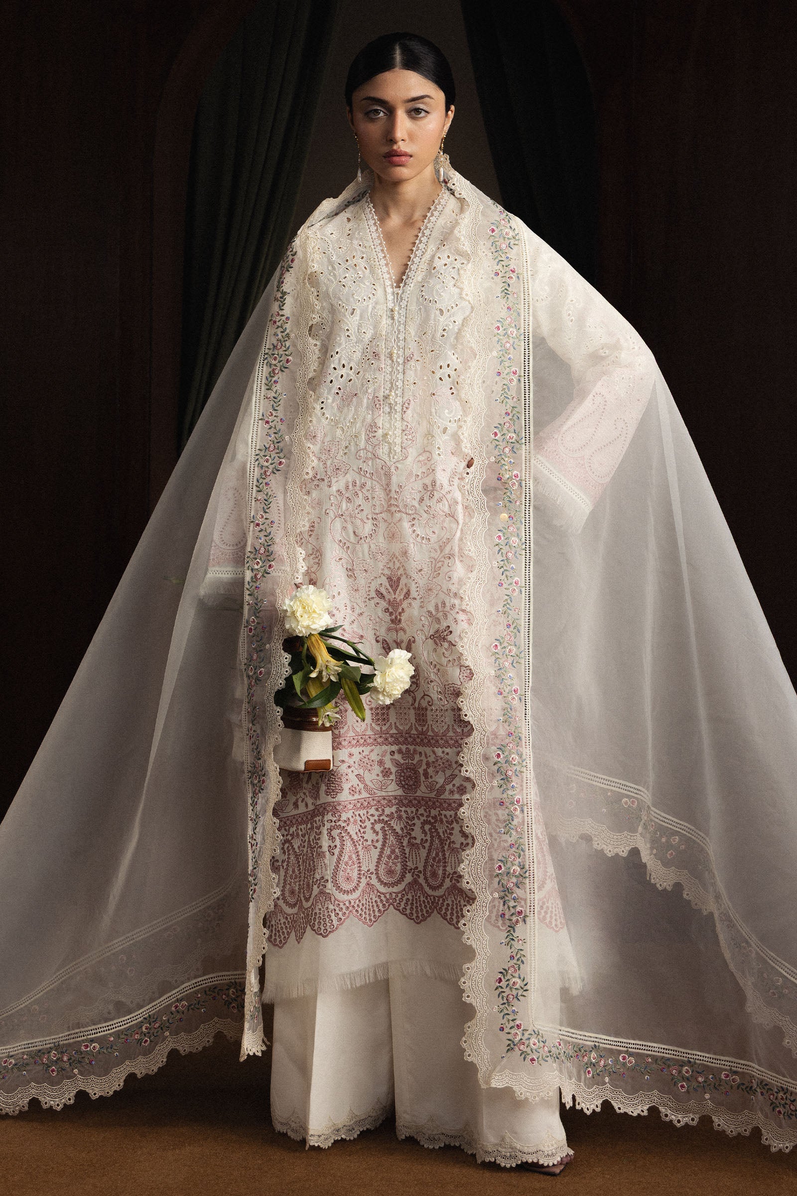 ZARA SHAHJAHAN-3PC LAWN EMBROIDERED SHIRT WITH KHADDI NET EMB DUPATTA AND EMB TROUSER-BIC-