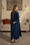 SAPPHIRE-3PC DHANAK EMBROIDERED SHIRT WITH DHANAK EMBROIDERED SHAWL AND TROUSER-BIC-4392